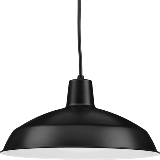 Product image for Progress P5094-31 Metal Shade Collection One-Light Matte Black Spun Metal Shade Farmhouse Pendant Light