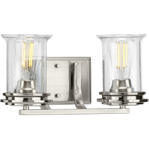 Product image for Progress P300273-009 Winslett Collection Two-Light Brushed Nickel Clear Seeded Glass Coastal Bath Vanity Light
