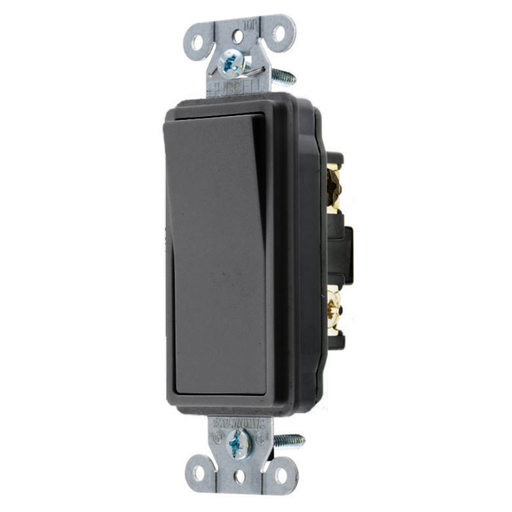 Switches and Lighting Control, Decorator Switch, Specification Grade, Three Way, 15A 120/277V AC, Back and Side Wired, Black