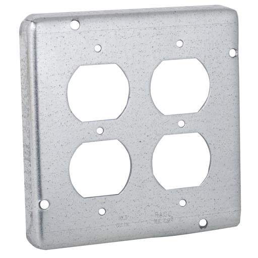Product image for Raco 979 4-11/16" Square Cover, Exposed Work, 2-Duplex
