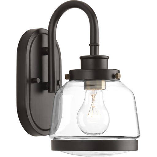 Product image for Progress P300080-020 Judson Collection One-Light Antique Bronze Clear Glass Farmhouse Bath Vanity Light