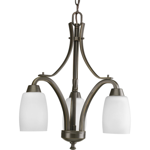 Product image for Progress P4434-20 Wisten Collection Three-Light Antique Bronze Etched Glass Modern Chandelier Light