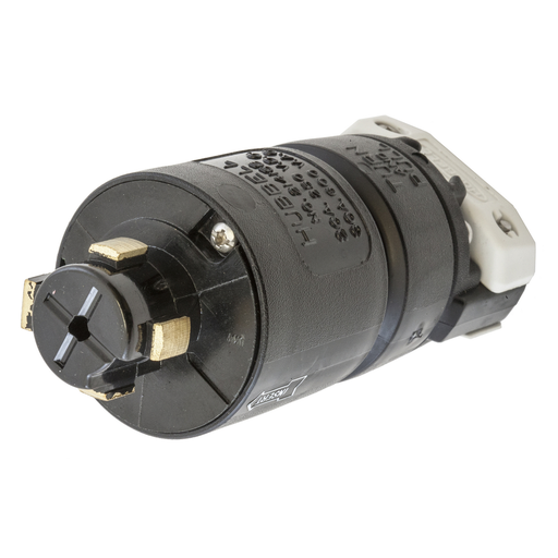 HBL21415B - Locking Devices, Hubbellock, Industrial, Male Plug, 30A 600V AC, 20A 250V DC, 3-Pole 4-Wire Grounding, Non-NEMA, Screw Terminal, Black and White