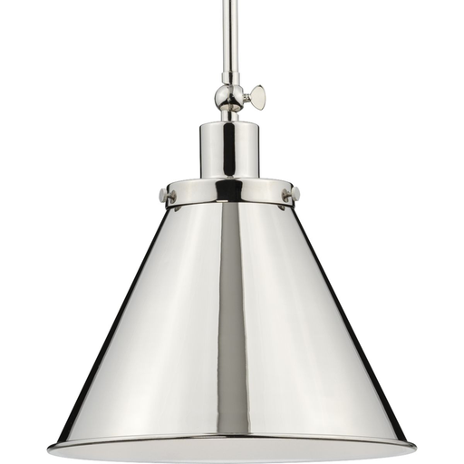 Product image for Progress P500325-104 Hinton Collection One-Light Polished Nickel Vintage Style Hanging Pendant Light