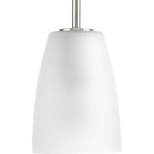 Product image for Progress P500029-009 Leap Collection One-Light Brushed Nickel Etched Glass Modern Pendant Light