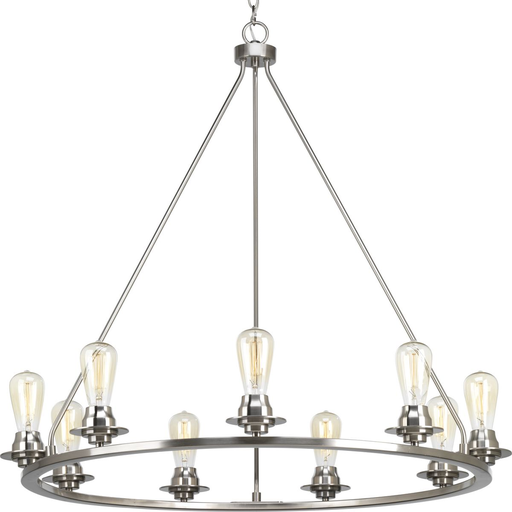 Product image for Progress P400016-009 Debut Collection Nine-Light Brushed Nickel Farmhouse Chandelier Light