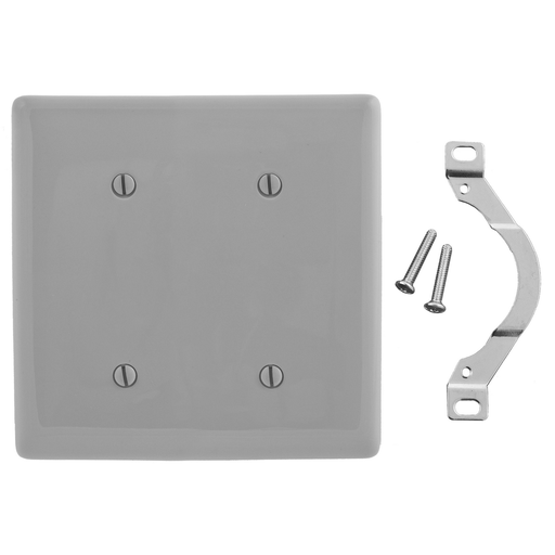 Product image for Hubbell NP24GY WALLPLATE, 2-G, 2 STRP MT BLANK, GY