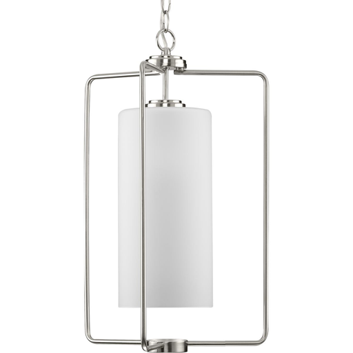 Product image for Progress P500333-009 Merry Collection One-Light Brushed Nickel and Etched Glass Transitional Style Foyer Pendant Light