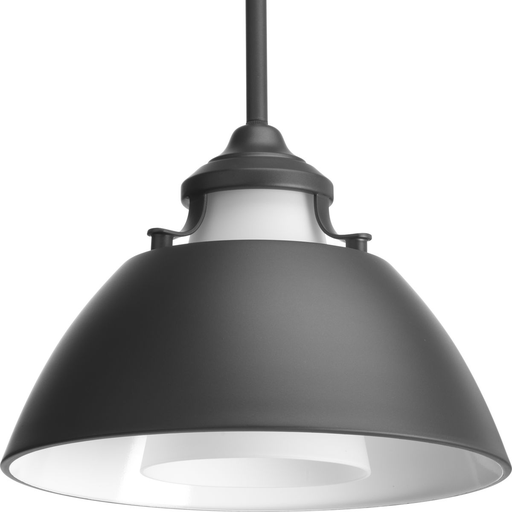 Product image for Progress P500013-143 Carbon Collection One-Light Graphite Etched White Glass Mid-Century Modern Pendant Light