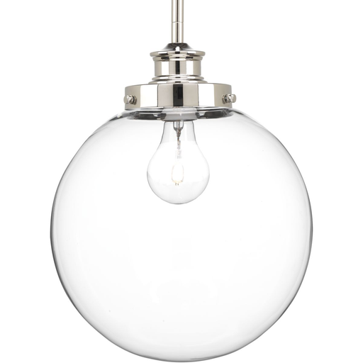 Product image for Progress P5070-104 Penn Collection One-Light Polished Nickel Clear Glass Farmhouse Pendant Light
