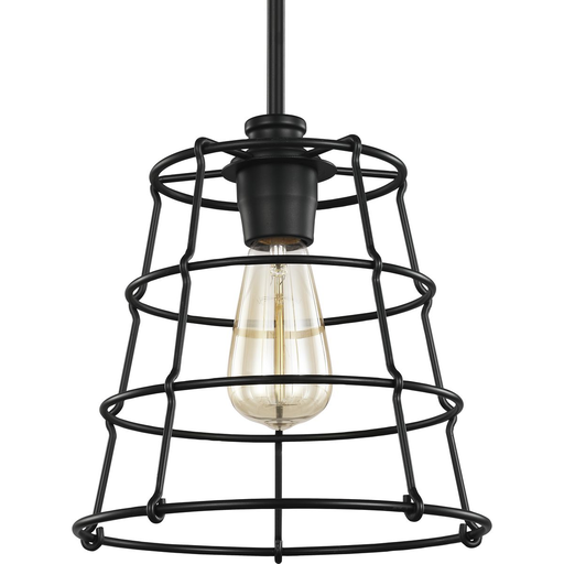 Product image for Progress P500281-031 Chambers Collection One-Light Matte Black Farmhouse Pendant Light