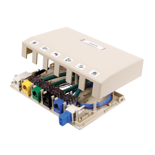 Product image for Hubbell Wiring Devices ISB6OW 6-Port Office White Surface Mount Housing