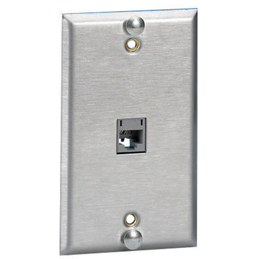 Product image for Hubbell Wiring Devices P630S1G 1-Gang Stainless Steel 1-Port Wall Mount Phone Plate
