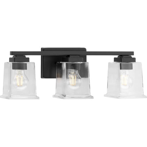 Product image for Progress P300379-31M Gilmour Collection Three-Light Modern Farmhouse Matte Black Clear Glass Bath Vanity Light