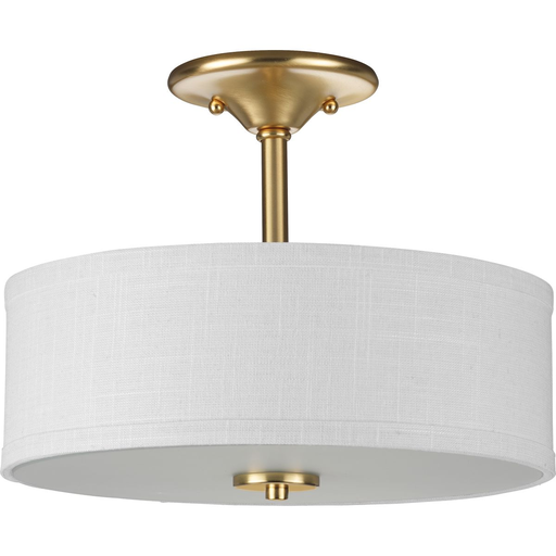 Product image for Progress P350129-012 Inspire Collection Two-Light Satin Brass Summer Linen Shade New Traditional Semi-Flush Light