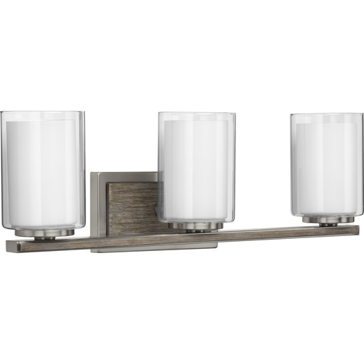 Product image for Progress P300217-009 Mast Collection Three-Light Brushed Nickel Clear Glass Coastal Bath Vanity Light
