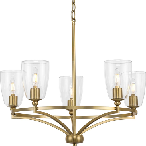 Product image for Progress P400296-109 Parkhurst Collection Five-Light New Traditional Brushed Bronze Clear Glass Chandelier Light