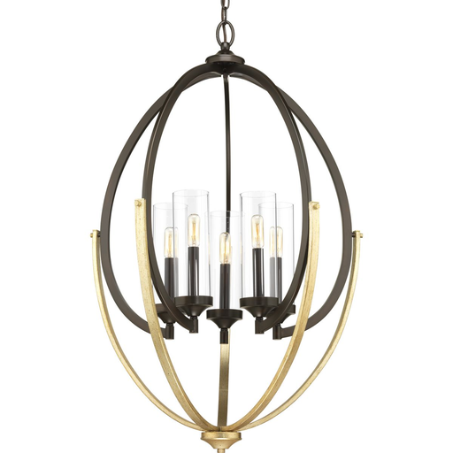Product image for Progress P400025-020 Evoke Collection Five-Light Antique Bronze Clear Glass Luxe Chandelier Light