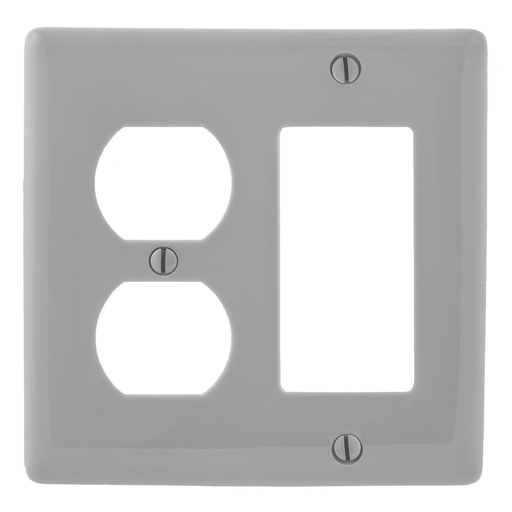 Product image for Hubbell NP826GY WALLPLATE, 2-G, 1) DUP 1) REC, GY