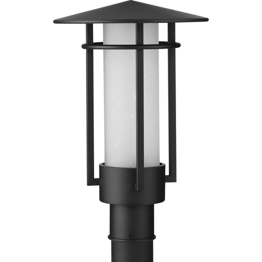 Product image for Progress P540097-031 Exton Collection One-Light Textured Black and Etched Seeded Glass Modern Style Outdoor Post Lantern