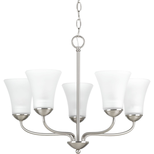 Product image for Progress P4770-09 Classic Collection Five-Light Brushed Nickel Etched Glass Traditional Chandelier Light