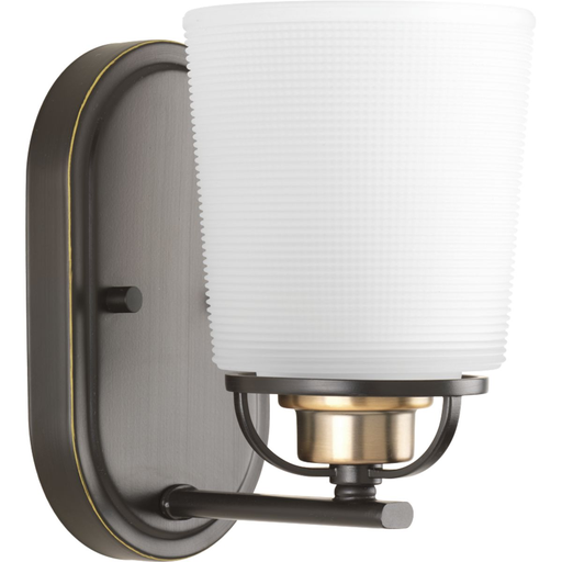 Product image for Progress P300004-020 West Village Collection One-Light Antique Bronze Etched Double Prismatic Glass Farmhouse Bath Vanity Light