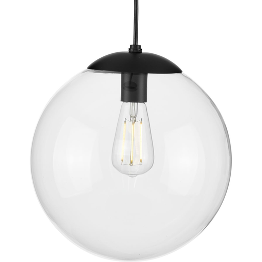 Product image for Progress P500311-031 Atwell Collection 12-inch Matte Black and Clear Glass Globe Large Hanging Pendant Light