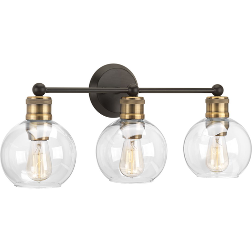 Product image for Progress P300051-020 Hansford Collection Three-Light Antique Bronze Clear Glass Coastal Bath Vanity Light