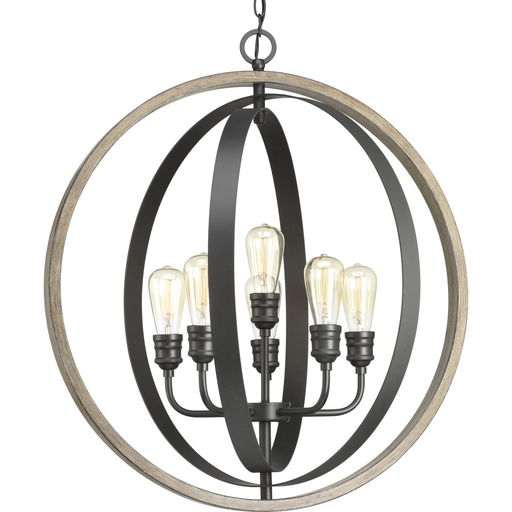 Product image for Progress P500094-143 Conestee Collection Six-Light Graphite Farmhouse Pendant Light