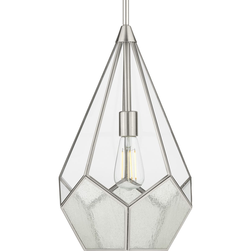 Product image for Progress P5319-09 Cinq Collection One-Light Brushed Nickel Clear Glass Global Pendant Light