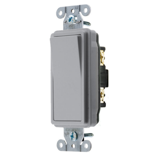 Switches and Lighting Control, Decorator Switch, Specification Grade, Rocker Switches, General Purpose AC, Single Pole, 15A 120/277V AC, Back and Side Wired, Gray