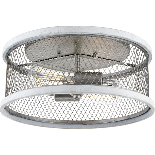 Product image for Progress P350154-141 Austelle Collection Two-Light Galvanized 14" Flush Mount