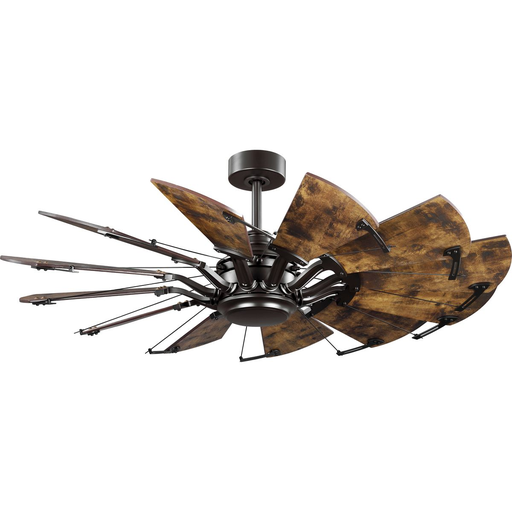 Product image for Progress P250065-129 Springer Collection 52-Inch 12-Blade Architectural Bronze DC Motor Farmhouse Windmill Ceiling Fan