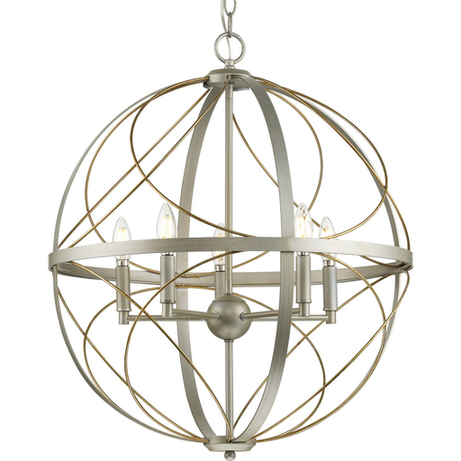 Product image for Progress P500287-134 Brandywine Collection Five-Light Silver Ridge Farmhouse Pendant Light