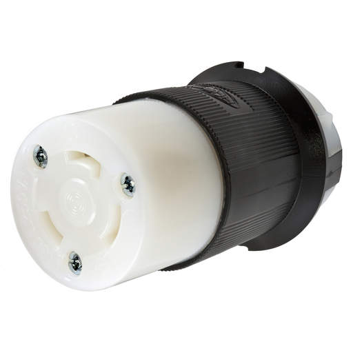 HBL2623 - Locking Devices, Twist-Lock®, Industrial, Female Connector Body, 30A 250V, 2-Pole 3-Wire Grounding, L6-30R, Screw Terminal, Black and White