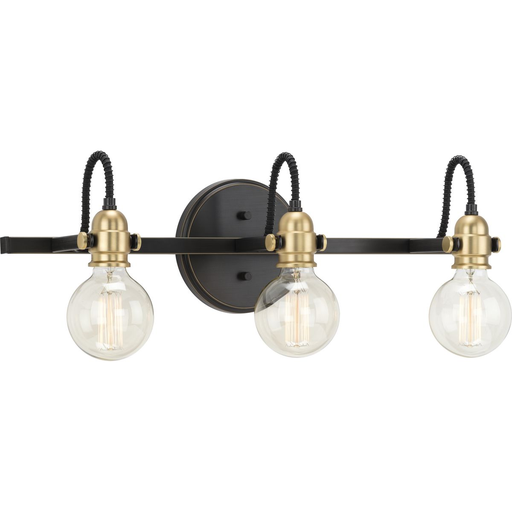 Product image for Progress P300191-020 Axle Collection Three-Light Antique Bronze Vintage Style Bath Vanity Wall Light