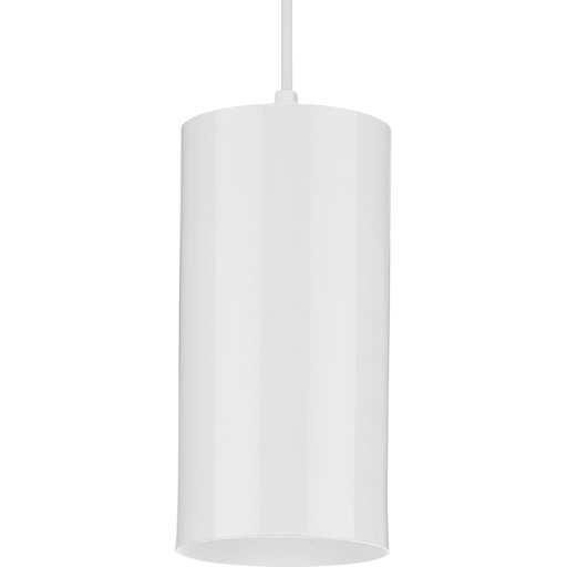 Product image for Progress P500356-030 6" White Outdoor Aluminum Cylinder Cord-Mount Hanging Light