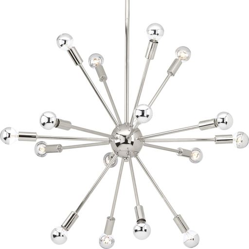Product image for Progress P400041-104 Ion Collection Sixteen-Light Polished Nickel Mid-Century Modern Chandelier Light