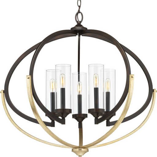 Product image for Progress P400117-020 Evoke Collection Five-Light Antique Bronze Clear Glass Luxe Chandelier Light