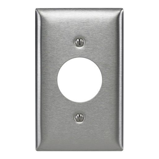 Product image for Hubbell SS7L 1-Gang Stainless Steel 1-Single Receptacle Screw Mount Wallplate