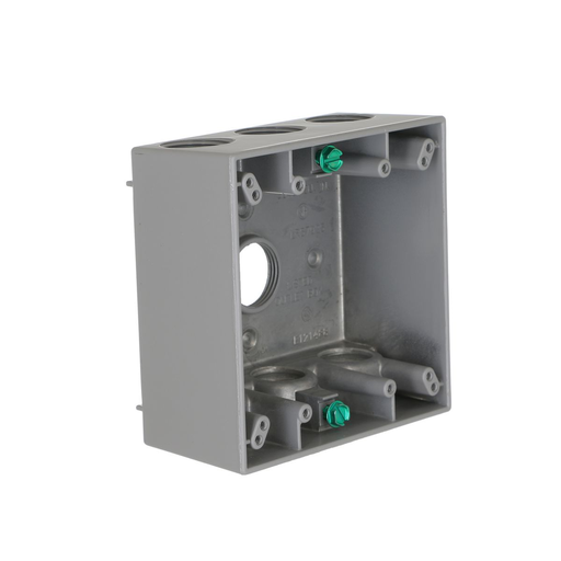 Product image for Raco 5348-0 Two Gang Weatherproof Box, (7) 3/4" Outlets
