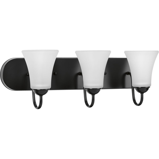 Product image for Progress P300235-031 Classic Collection Three-Light Matte Black Etched Glass Traditional Bath Vanity Light