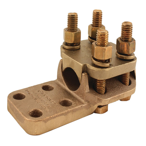 Cast Copper alloy terminal, 6 Sol-250 kcmil, 5.88 in Length, Cable to Pad