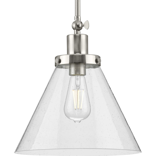 Product image for Progress P500324-009 Hinton Collection One-Light Brushed Nickel and Seeded Glass Vintage Style Hanging Pendant Light