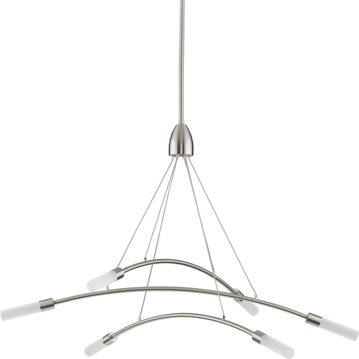 Product image for Progress P400263-009-30 Kylo LED Collection Six-Light Brushed Nickel and Frosted Acrylic Modern Style Chandelier Light