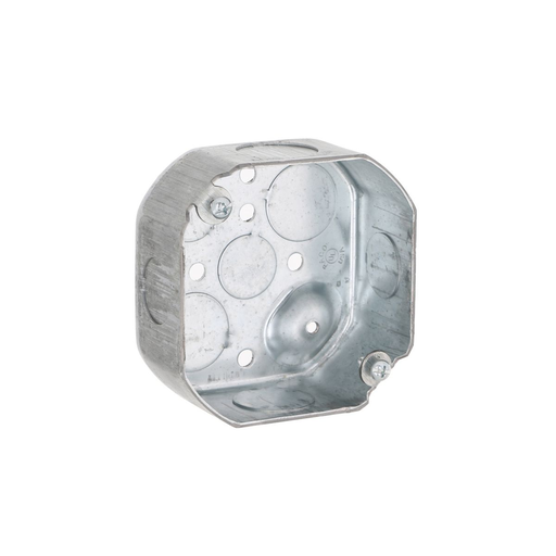 Picture of 127 - 4 in. Octagon Box, Drawn, 1-1/2 in. Deep, Four 1/2 & Four 3/4 in. KO's, Raised Ground