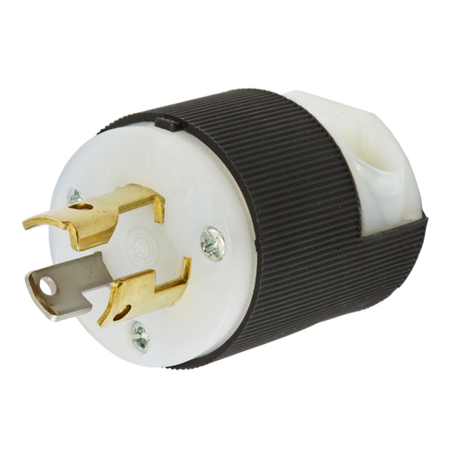HBL4720C - Locking Devices, Twist-Lock®, Industrial, Male Plug, 15A 125V, 2-Pole 3-Wire Grounding, L5-15P, Screw Terminal, Black and White