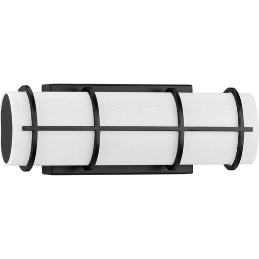 Product image for Progress P300331-031-30 Grid LED Collection 14-inch Matte Black and White Linen Acrylic Modern Style Bath Vanity Wall Light