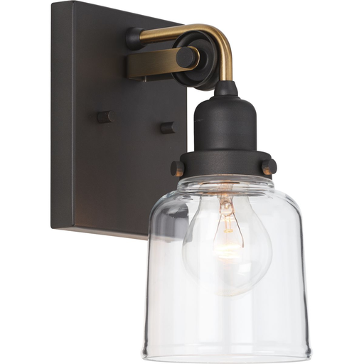 Product image for Progress P300226-143 Rushton Collection One-Light Graphite Clear Glass Farmhouse Bath Vanity Light