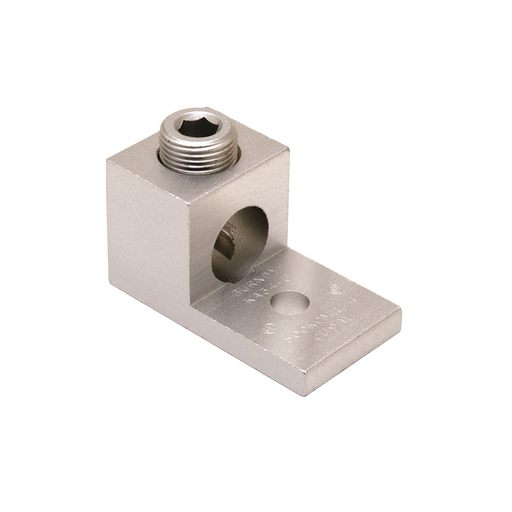 Aluminum Universal Terminal, 1 Hole, 6-2/0 AWG (Str), 1/4" Stud, 1 Screw, Al/Cu Rated, Tin Plated